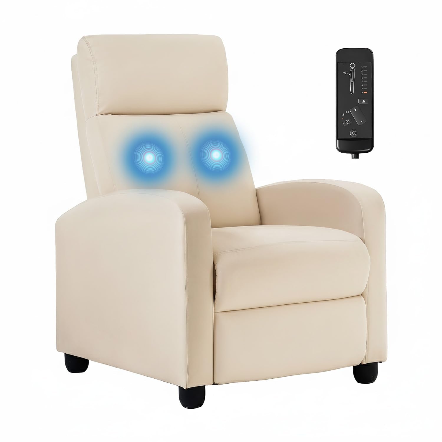 BestMassage | Recliner Chair | with 2 Point Massage Function | Leather Dark Brown | with Lumbar Support, Adjustable Push Back, Footrest & Padded Seat | Easy Assembly | for Living Room, Home Theatre