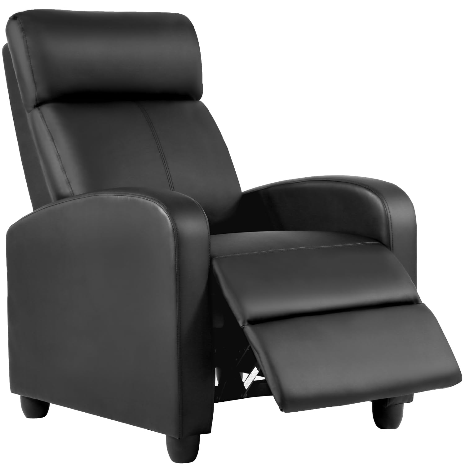 BestMassage | Recliner Chair | with 2 Point Massage Function | Leather Dark Brown | with Lumbar Support, Adjustable Push Back, Footrest & Padded Seat | Easy Assembly | for Living Room, Home Theatre