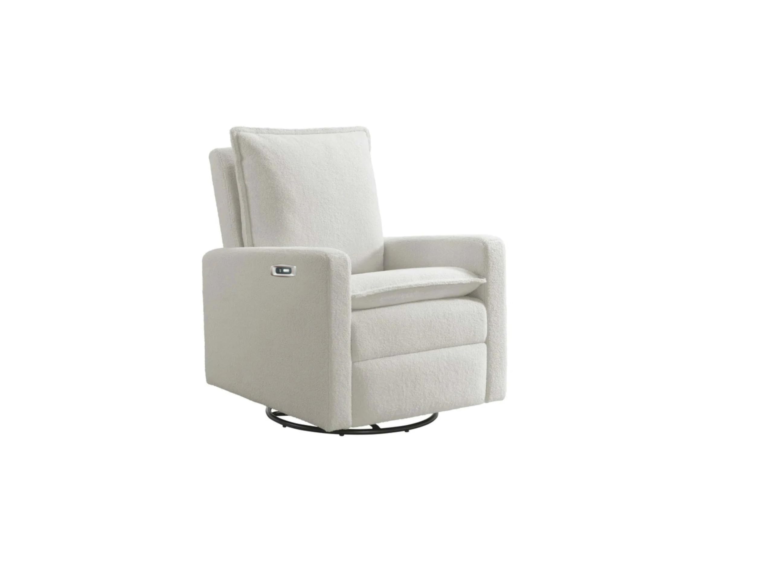 Oxford Baby Uptown Upholstered Glider Recliner Rocking Chair 360° Swivel for Nursery and Living Room - Boucle White
