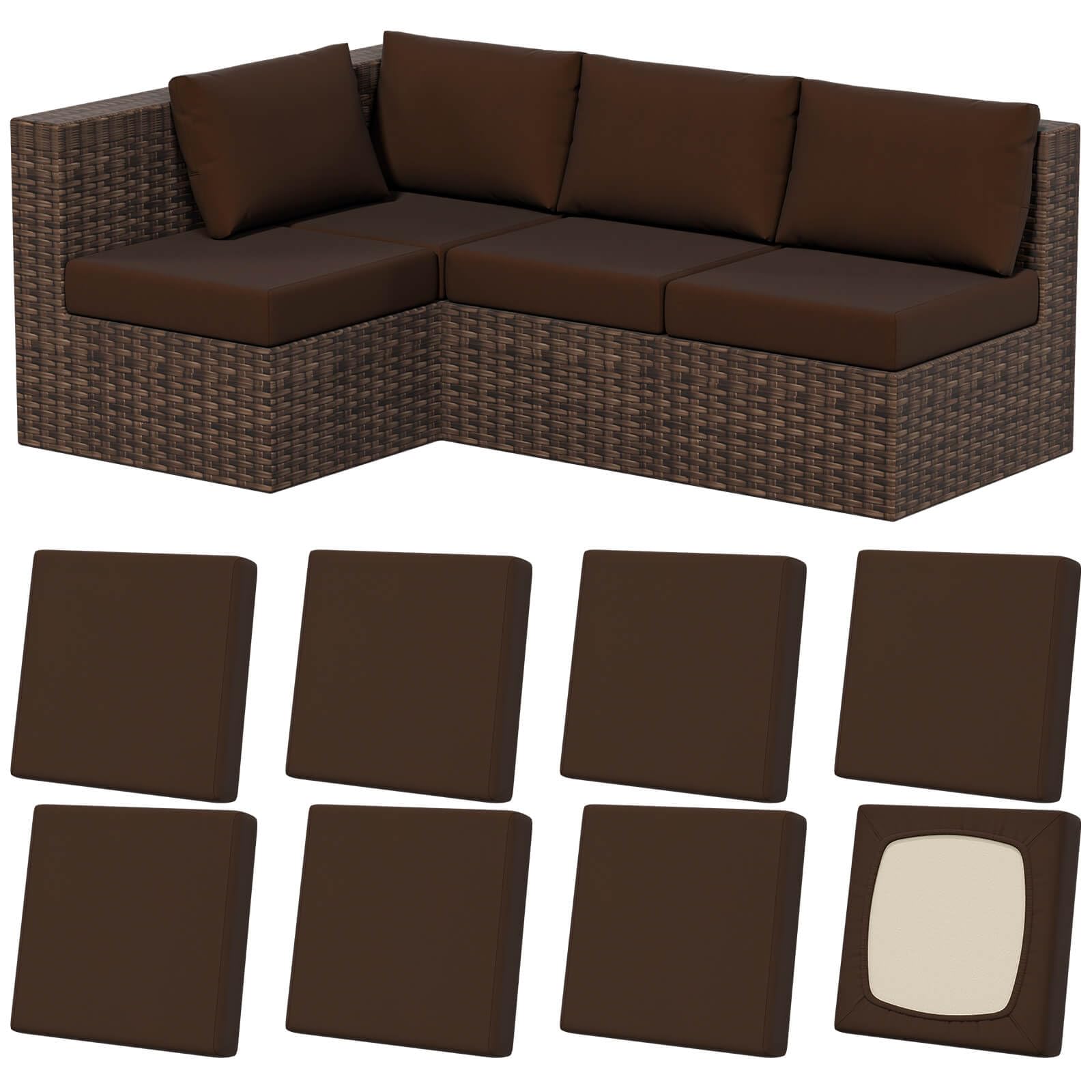 8Pcs Stretch Washable Patio Sofa Cushion Covers
