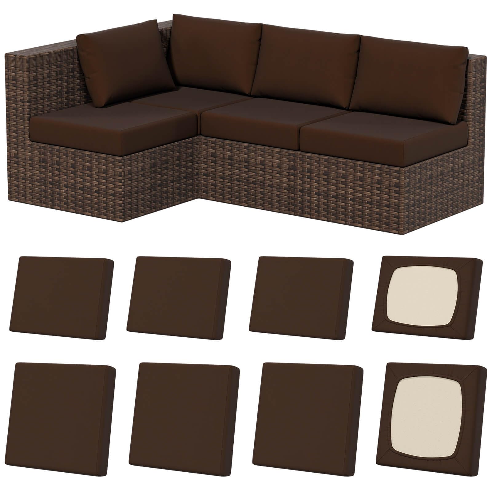 8Pcs Stretch Washable Patio Sofa Cushion Covers