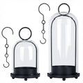 Fohil 5" & 4" Hurricane Glass Candle Holders, Set of 2 Metal Candle Holder with Handmade Sturdy Glass Dome, Candle Lantern for Pillar Candles, Plants, Table Centerpiece, Home Decor