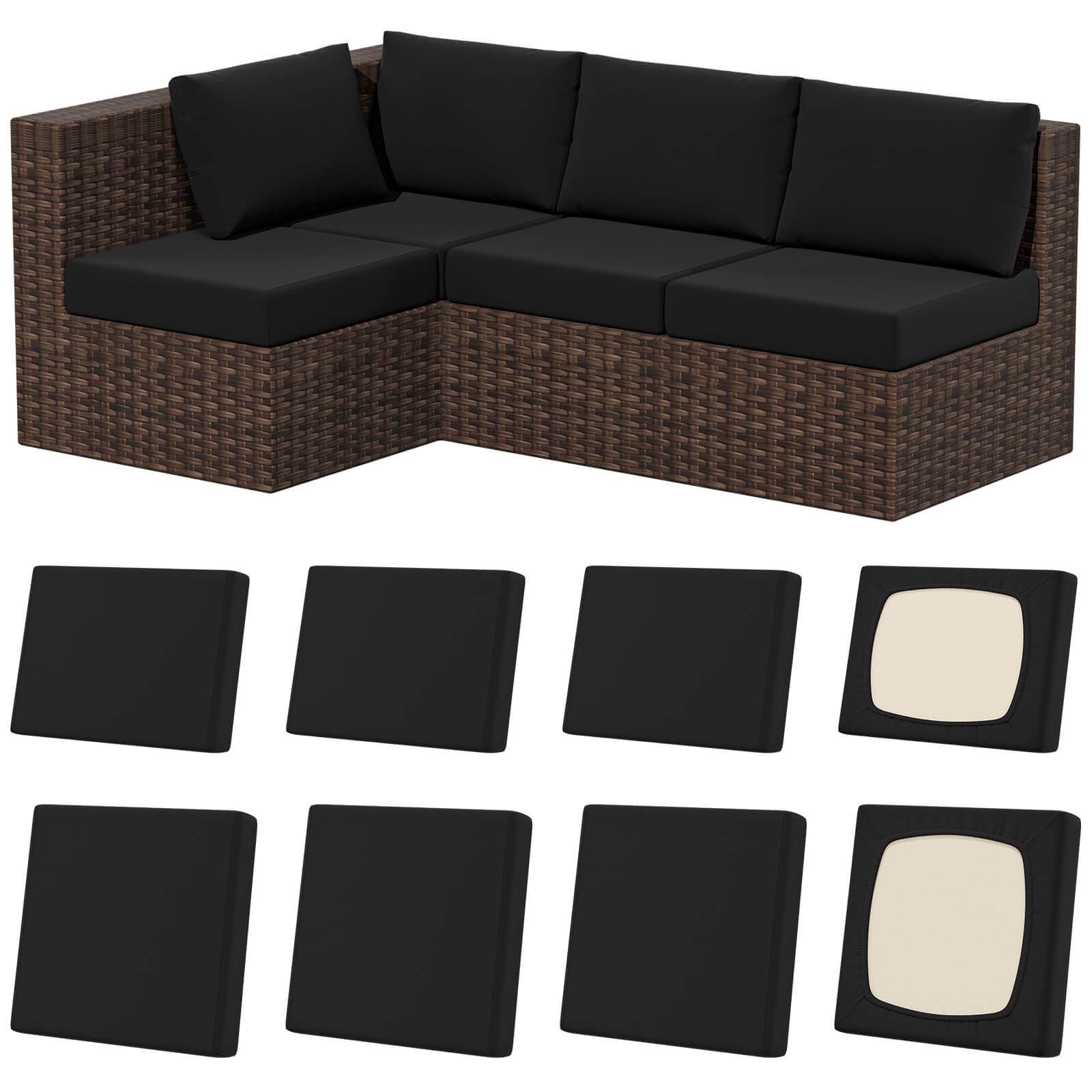 8Pcs Stretch Washable Patio Sofa Cushion Covers