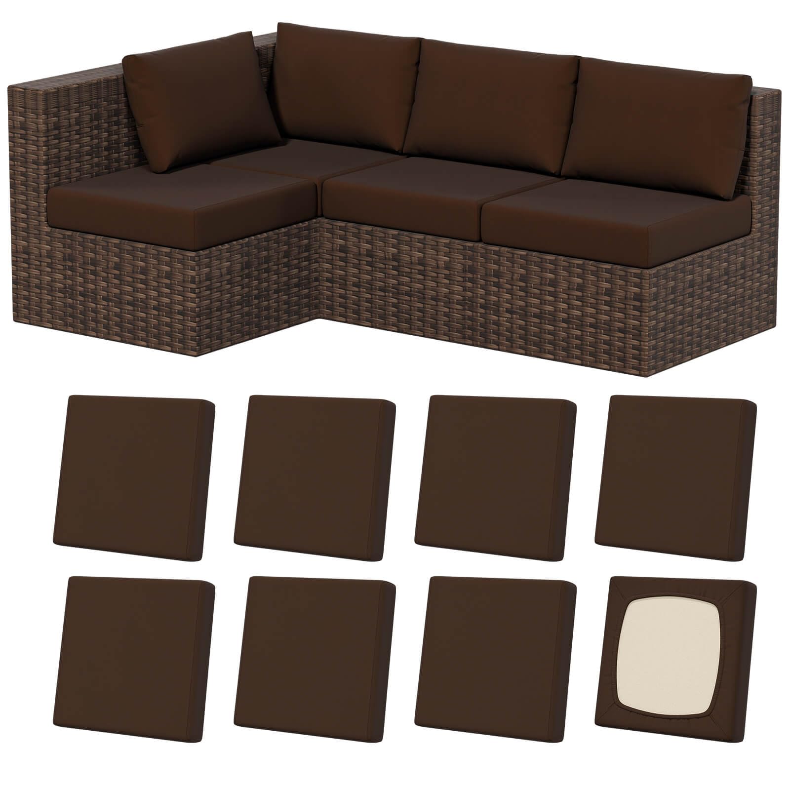8Pcs Stretch Washable Patio Sofa Cushion Covers