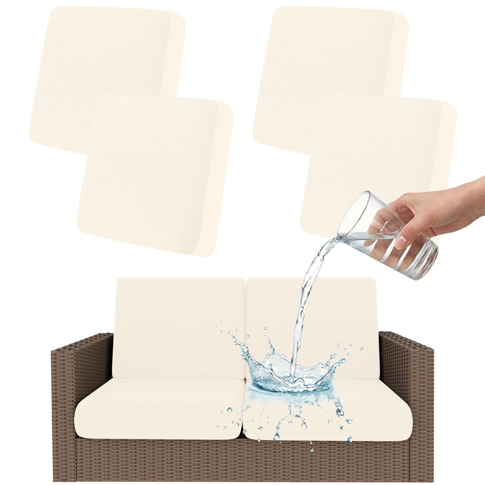 Smiry Waterproof Patio Cushion Covers, Stretch Outdoor Couch Slipcovers Replacement Washable Furniture Protector Sofa Chair Seat Cover for Dogs and Pets (8 Pcs, Orange)