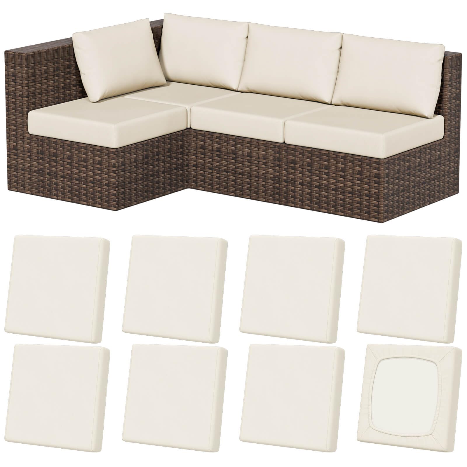 8Pcs Stretch Washable Patio Sofa Cushion Covers