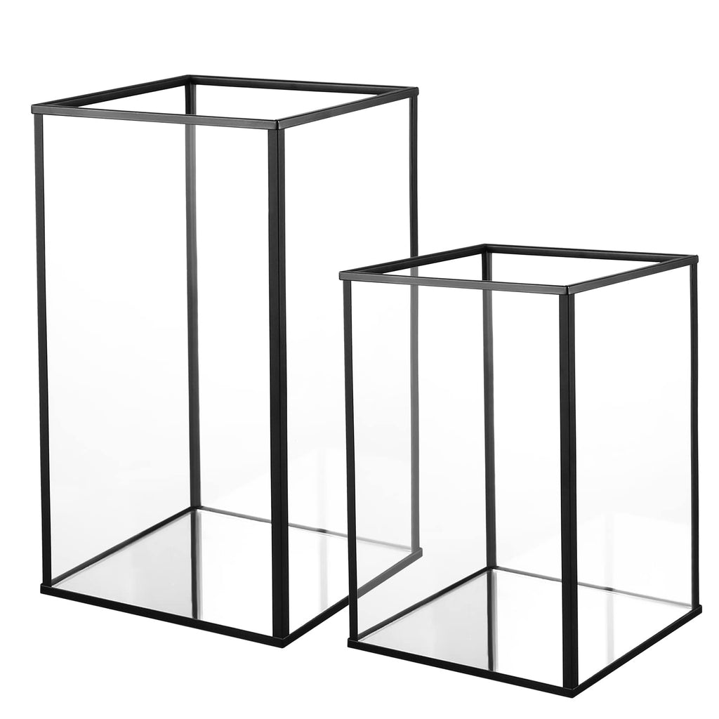 PHOSPHOR Glass Hurricane Candle Holder Set of 3 PCS Black Hurricane Candleholders for Wedding Party Holiday Birthday Home Decor Lanter