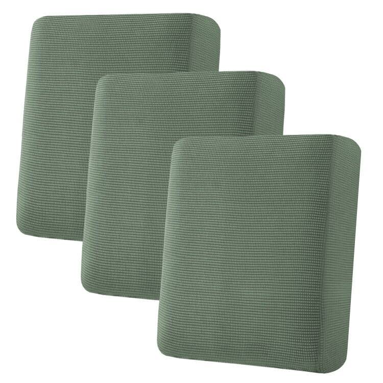 H.VERSAILTEX Super Stretch Individual Seat Cushion Covers, Thick Jacquard Textured Twill Fabric (3 Piece XL Sofa Cushion Covers, Grey)