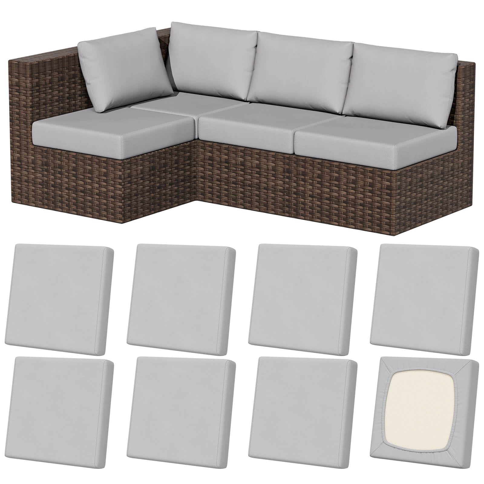 8Pcs Stretch Washable Patio Sofa Cushion Covers