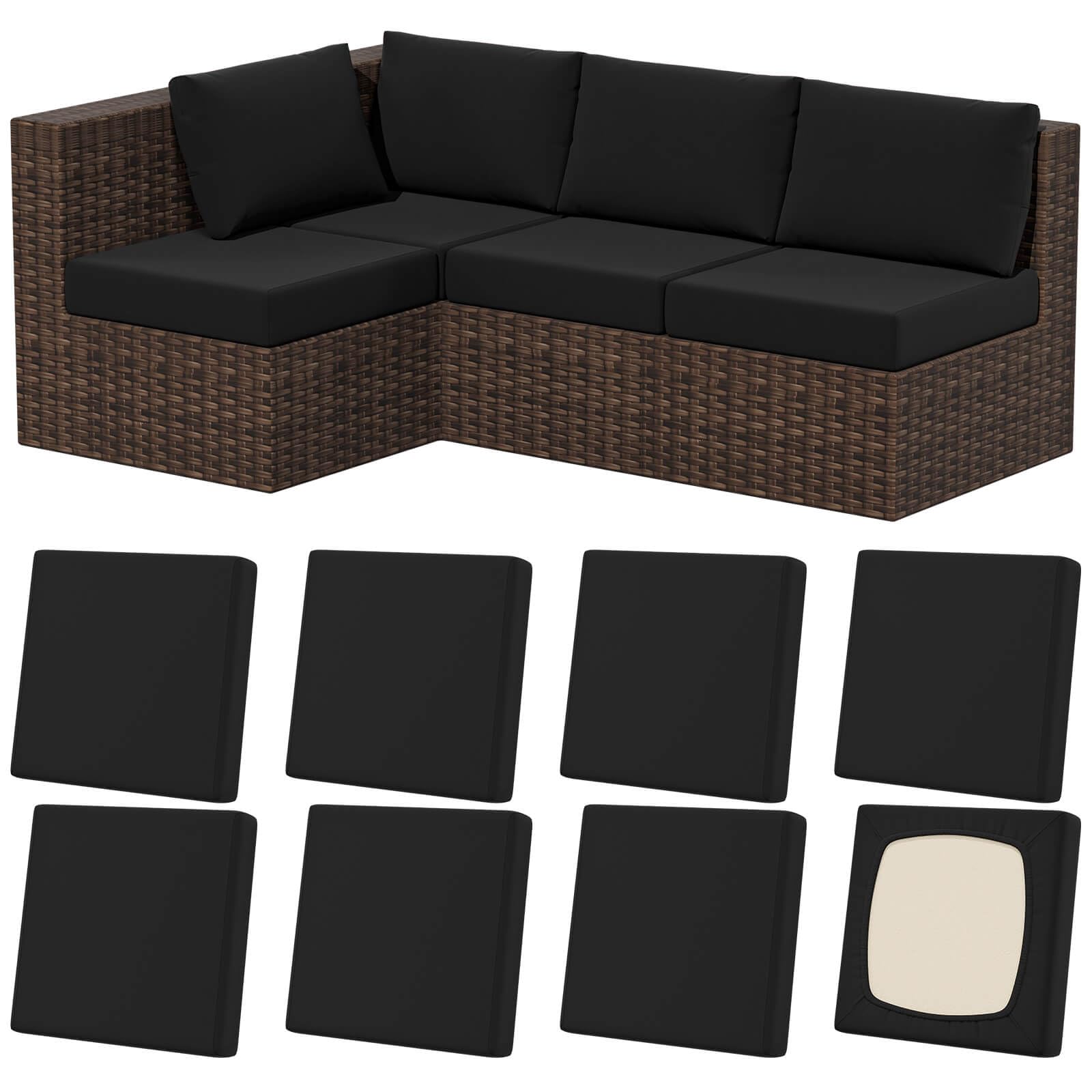 8Pcs Stretch Washable Patio Sofa Cushion Covers