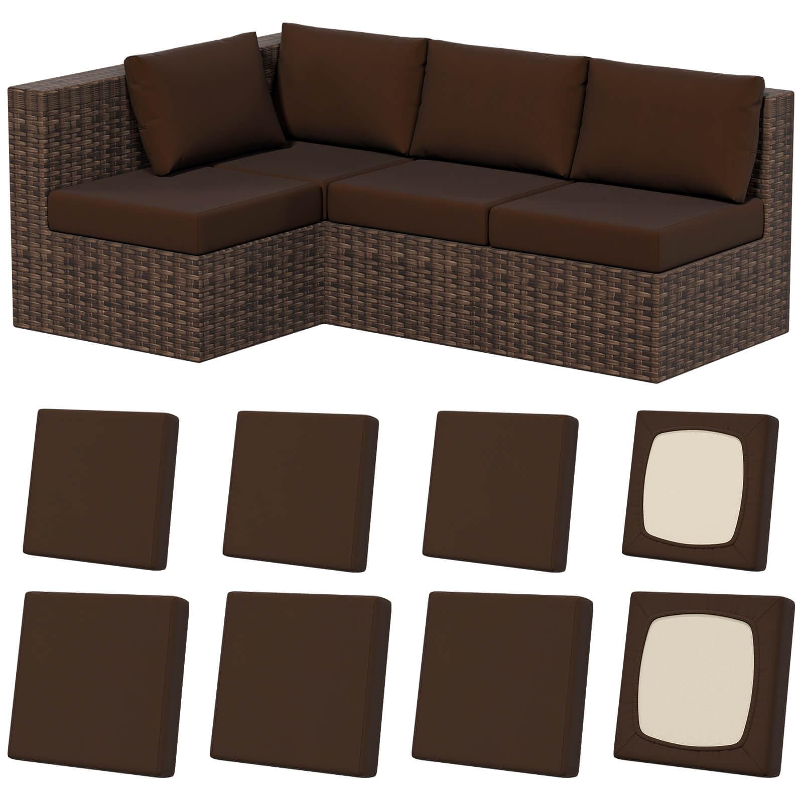 8Pcs Stretch Washable Patio Sofa Cushion Covers
