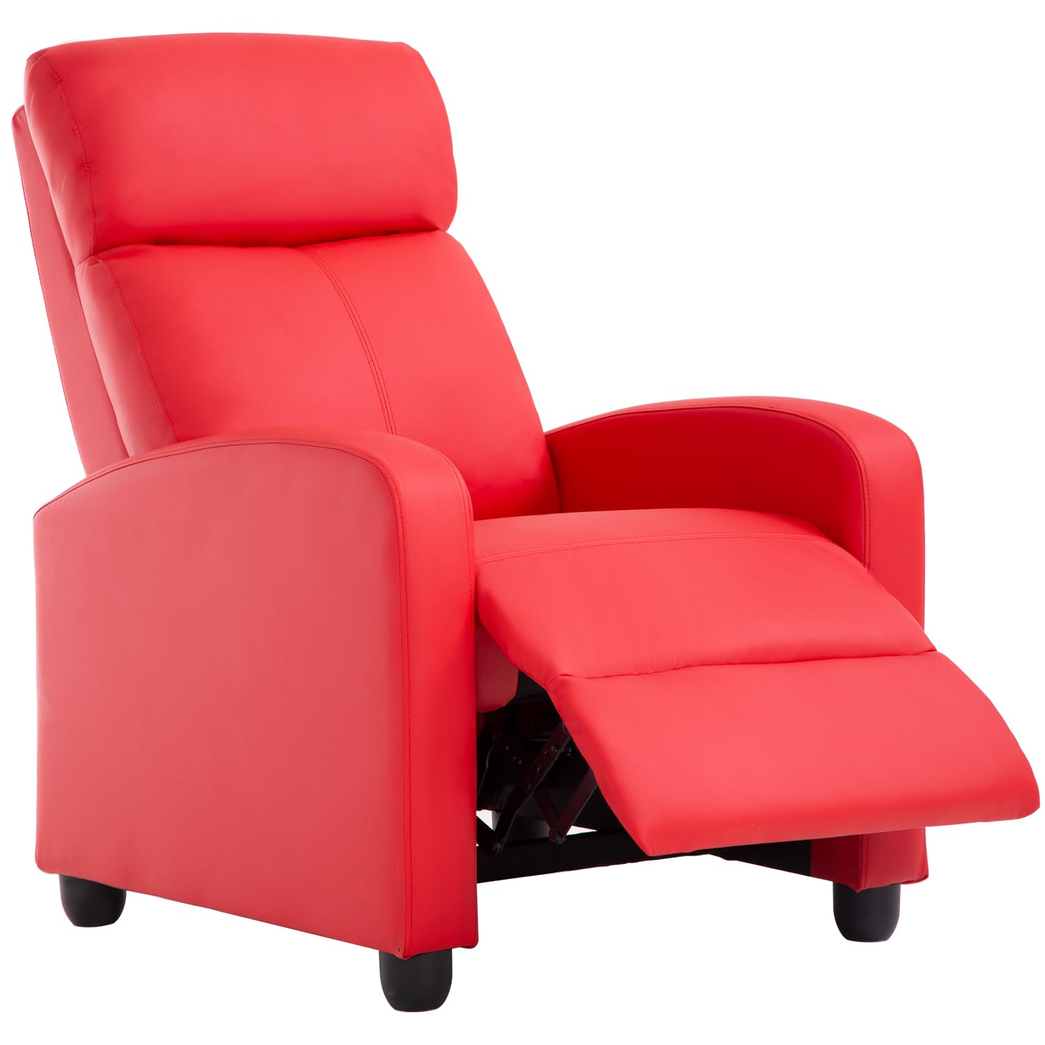 BestMassage | Recliner Chair | with 2 Point Massage Function | Leather Dark Brown | with Lumbar Support, Adjustable Push Back, Footrest & Padded Seat | Easy Assembly | for Living Room, Home Theatre