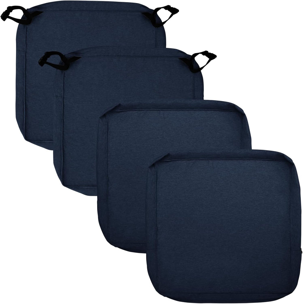 Easy-Going Patio Cushion Covers 24x22x4 Inch 4 Pack, Linen Look Outdoor Water Resistant Chair Seat Cushion Slipcover with Zipper for Outdoor Furniture, Covers Only! Navy