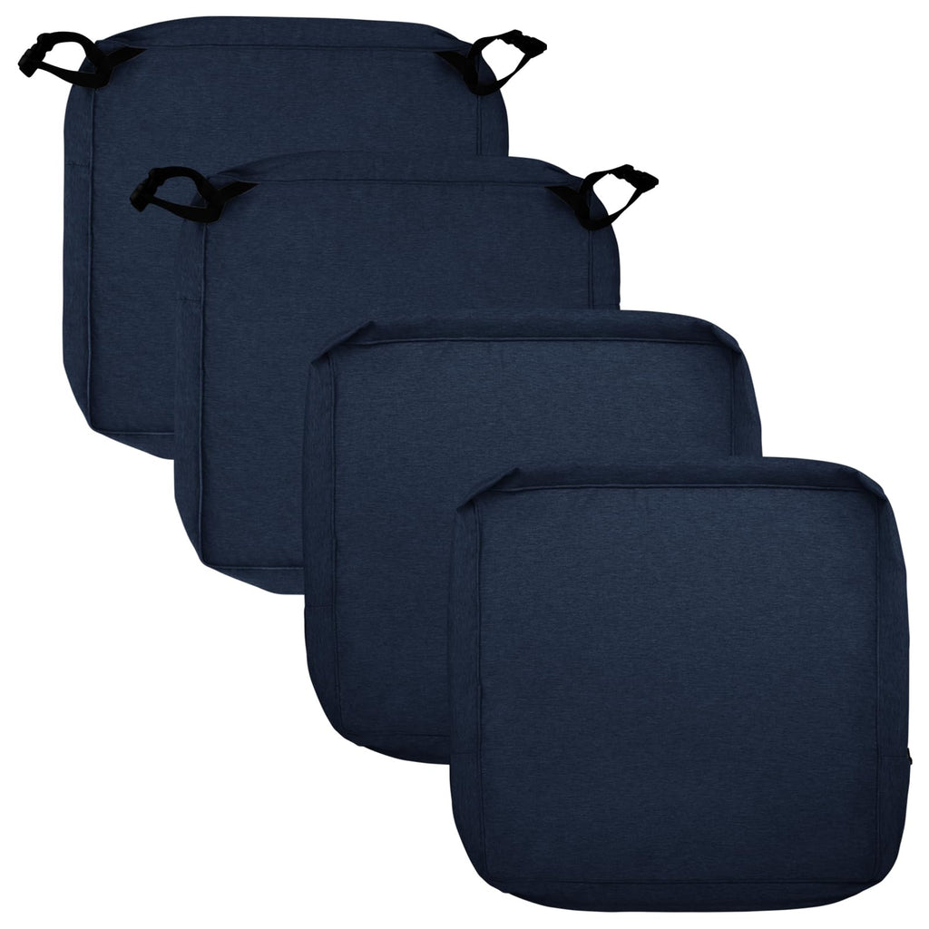 Easy-Going Patio Cushion Covers 24x22x4 Inch 4 Pack, Linen Look Outdoor Water Resistant Chair Seat Cushion Slipcover with Zipper for Outdoor Furniture, Covers Only! Navy