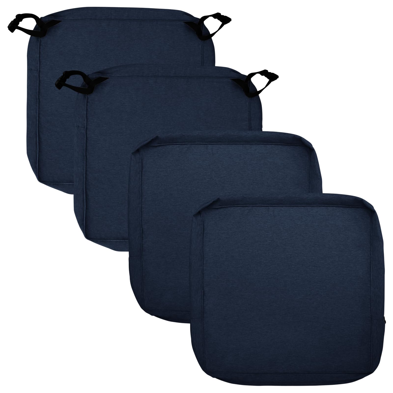 Easy-Going Patio Cushion Covers 24x22x4 Inch 4 Pack, Linen Look Outdoor Water Resistant Chair Seat Cushion Slipcover with Zipper for Outdoor Furniture, Covers Only! Navy