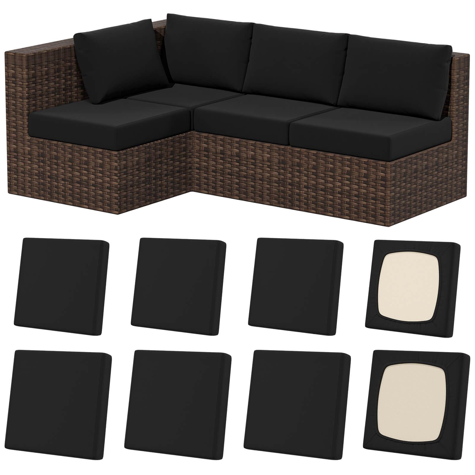 8Pcs Stretch Washable Patio Sofa Cushion Covers