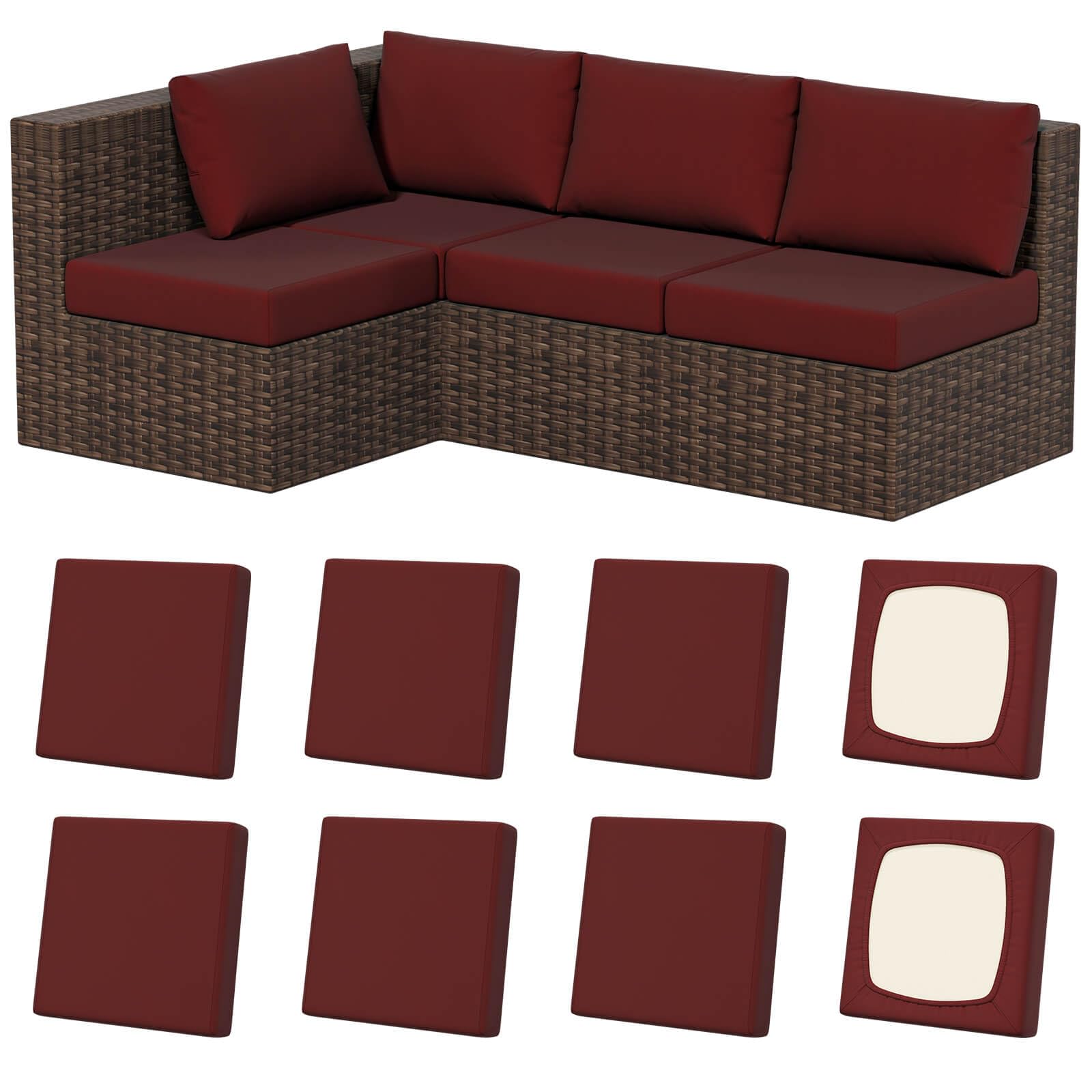 8Pcs Stretch Washable Patio Sofa Cushion Covers