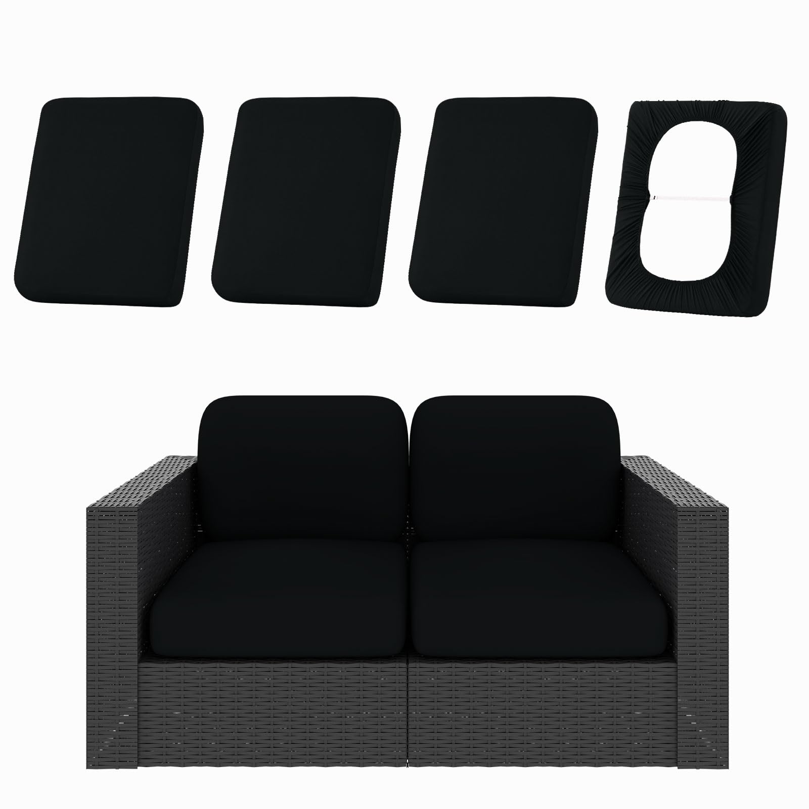 hyha 8Pcs Patio Cushion Covers, Stretch Outdoor Couch Cushion Covers Replacement, Washable Outdoor Chair/Sofa Slipcovers for Patio Furniture Cushions Protector with Elastic Bottom(Floral,Cover Only)