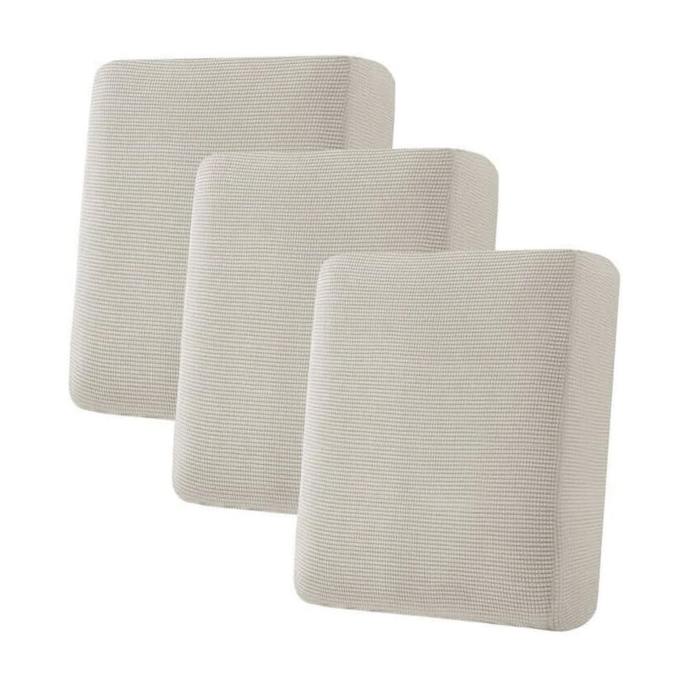H.VERSAILTEX Super Stretch Individual Seat Cushion Covers, Thick Jacquard Textured Twill Fabric (3 Piece XL Sofa Cushion Covers, Grey)