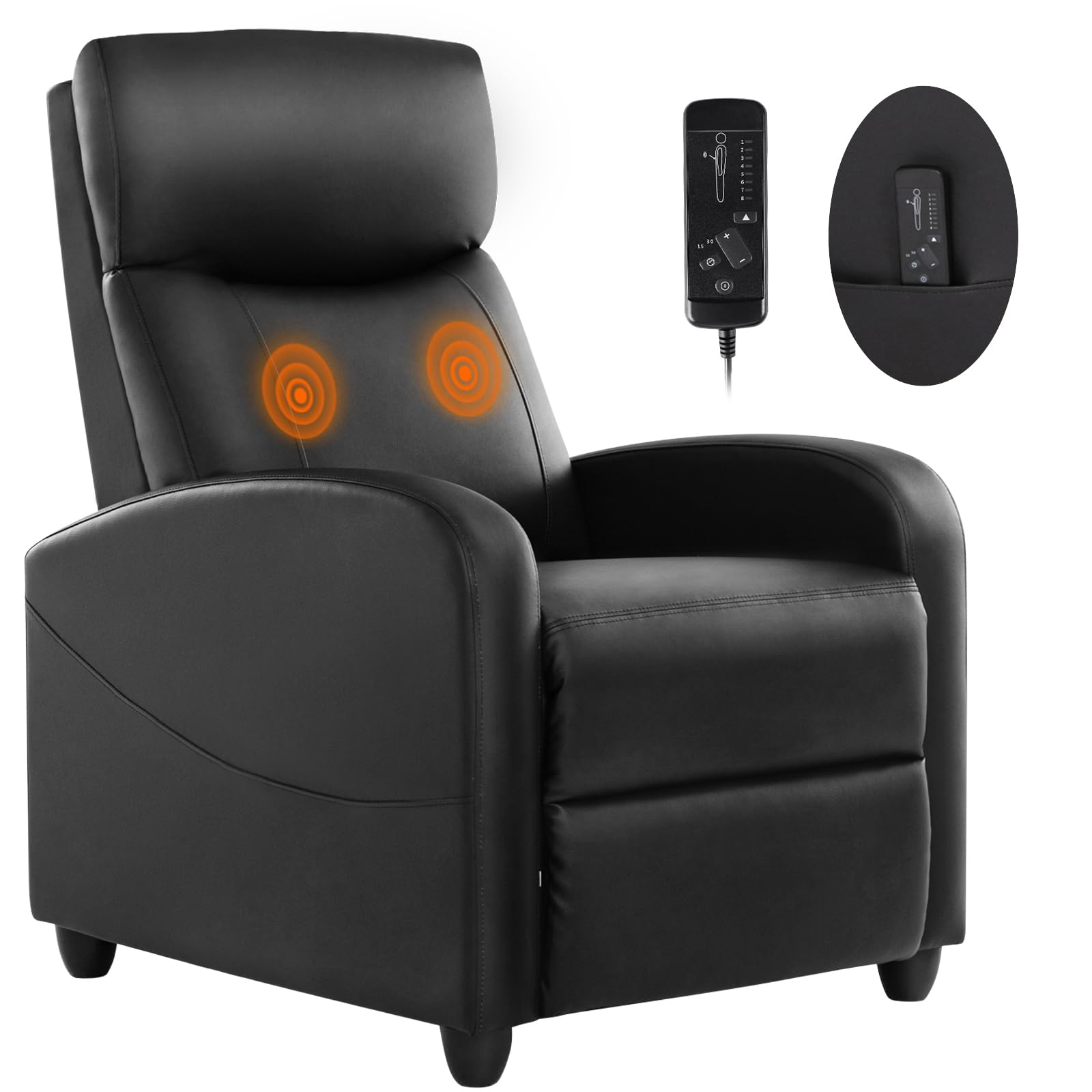 Sweetcrispy Massage Recliner Chair for Adults, Adjustable Home Theater Seating with Lumbar Support for Living Room, Modern Fabric Reclining for Small Space, Grey