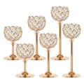 Gold Crystal Tealight Candle Holders Set of 12 (4 Sets) - Tall Bling Bowl Candelabra Centerpieces for Dining Table, Wedding, Party & Fireplace Mantel Decor