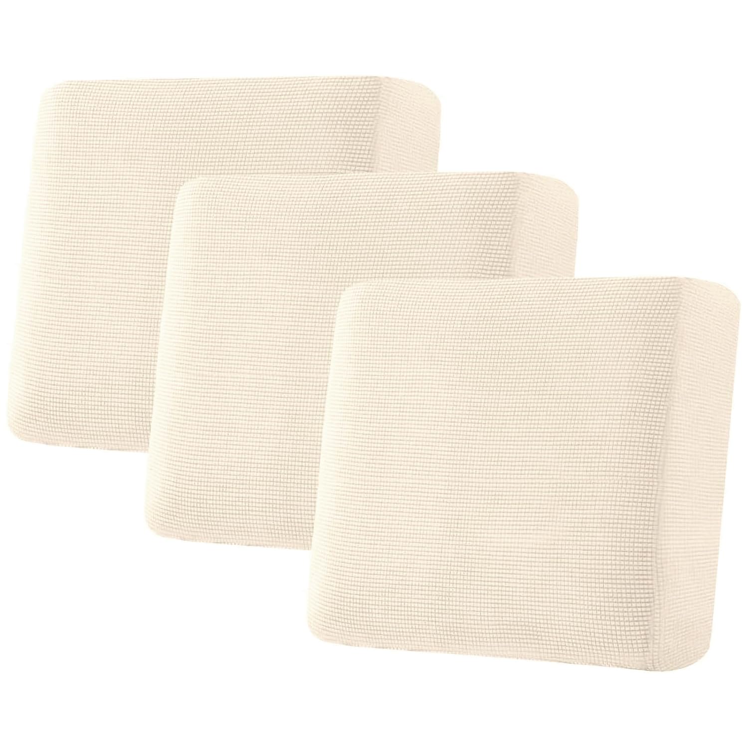 H.VERSAILTEX Super Stretch Individual Seat Cushion Covers, Thick Jacquard Textured Twill Fabric (3 Piece XL Sofa Cushion Covers, Grey)