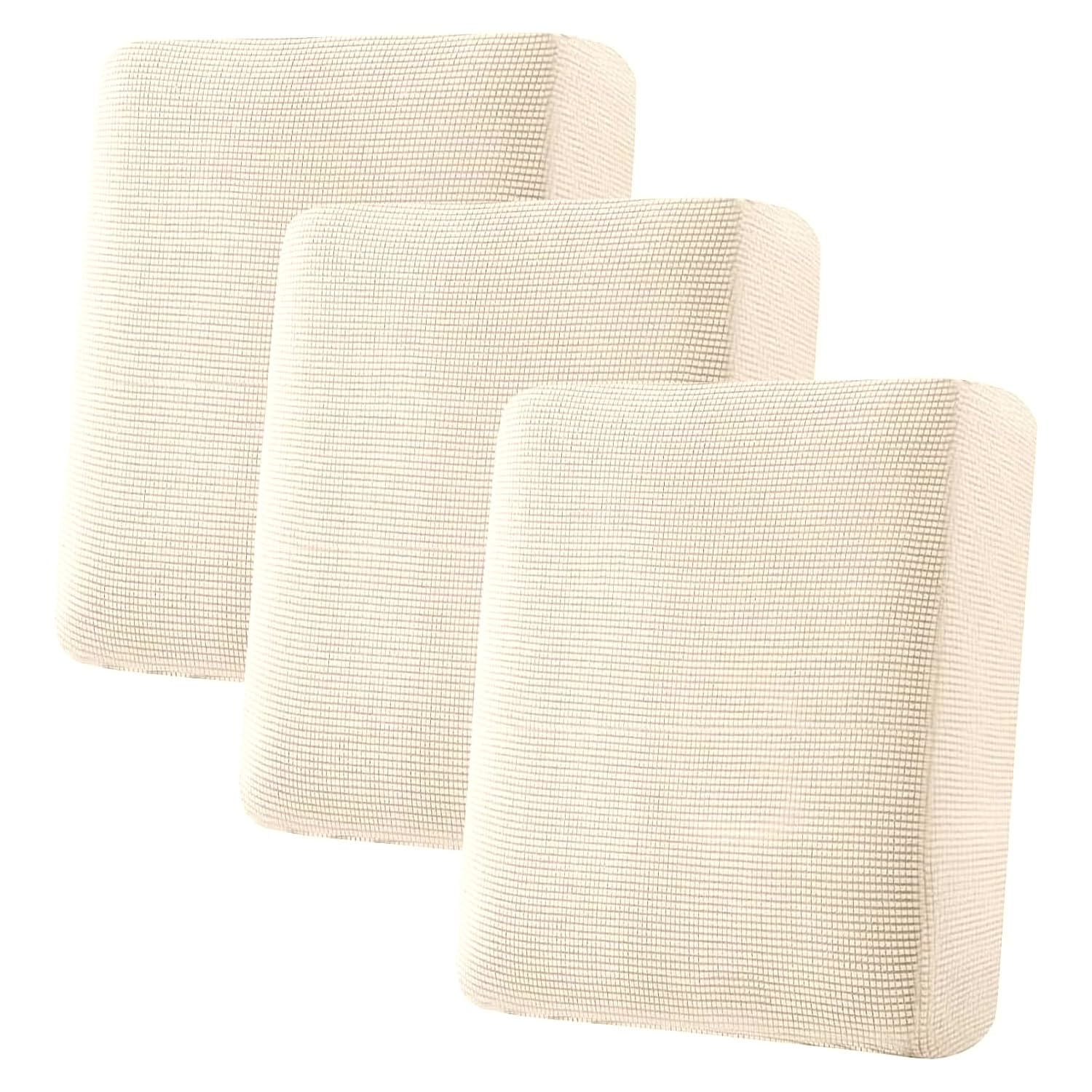 H.VERSAILTEX Super Stretch Individual Seat Cushion Covers, Thick Jacquard Textured Twill Fabric (3 Piece XL Sofa Cushion Covers, Grey)