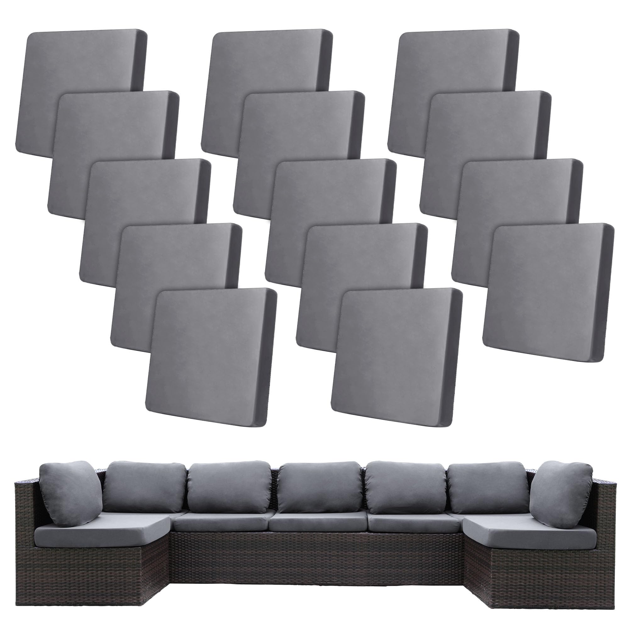 BIETYONE 8Pcs Stretch Patio Cushion Covers,Outdoor Couch Covers Replacement,Outdoor Couch & Sofa Slipcovers,for Patio Furniture Cushion Covers,Washable Reusable Furniture Protector (Vivid, Cover Only)