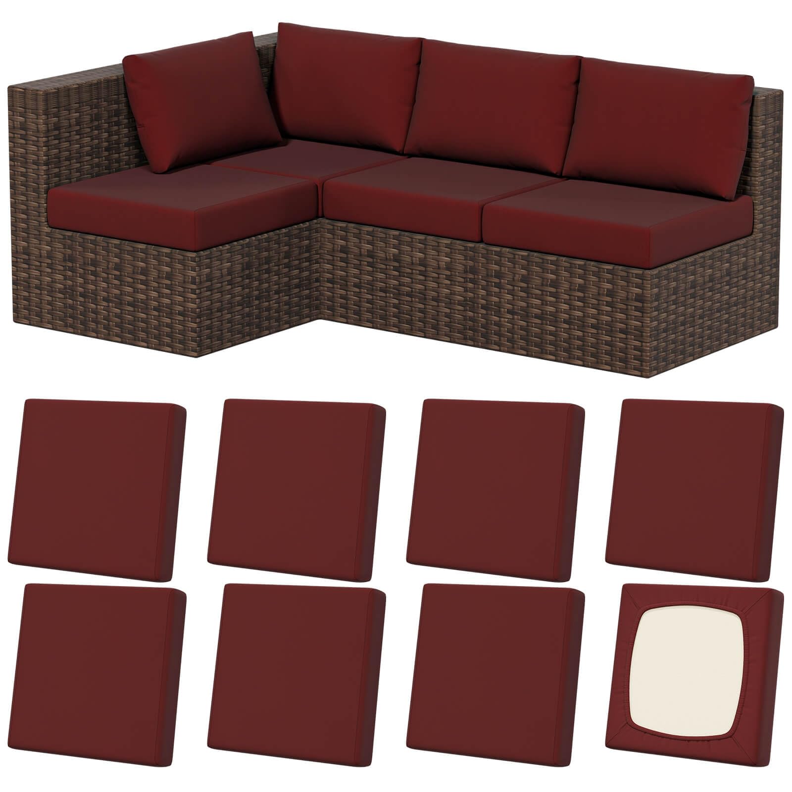 8Pcs Stretch Washable Patio Sofa Cushion Covers