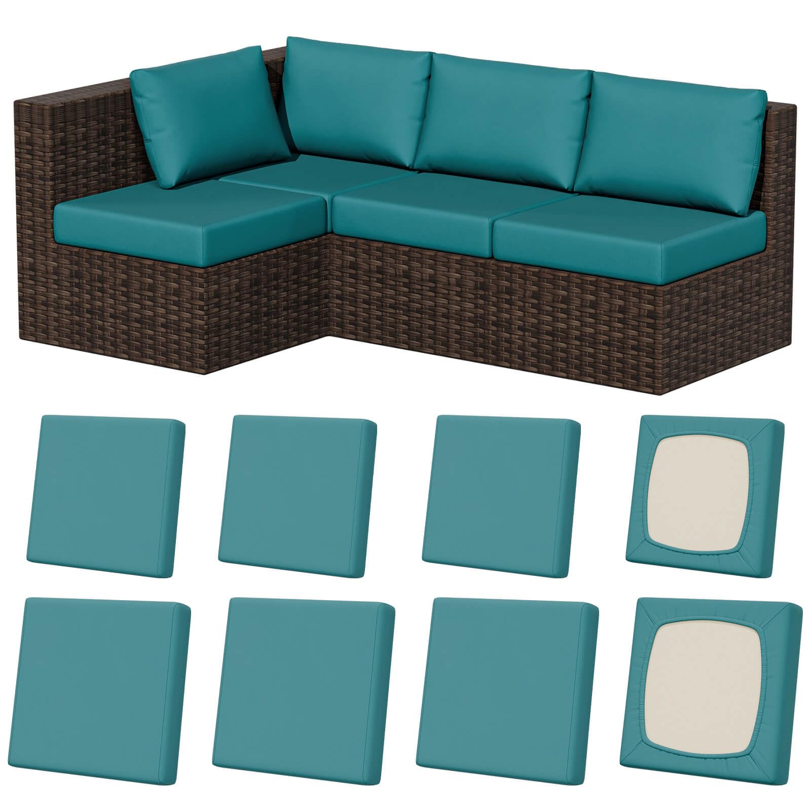 8Pcs Stretch Washable Patio Sofa Cushion Covers