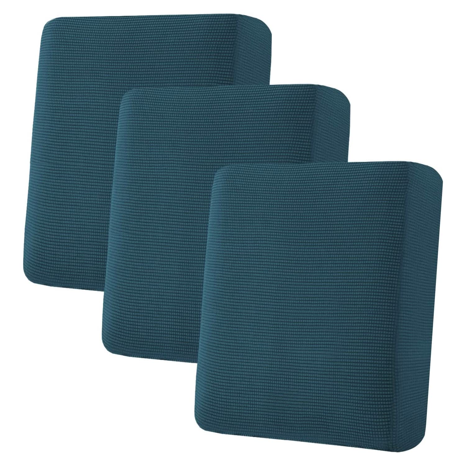 H.VERSAILTEX Super Stretch Individual Seat Cushion Covers, Thick Jacquard Textured Twill Fabric (3 Piece XL Sofa Cushion Covers, Grey)