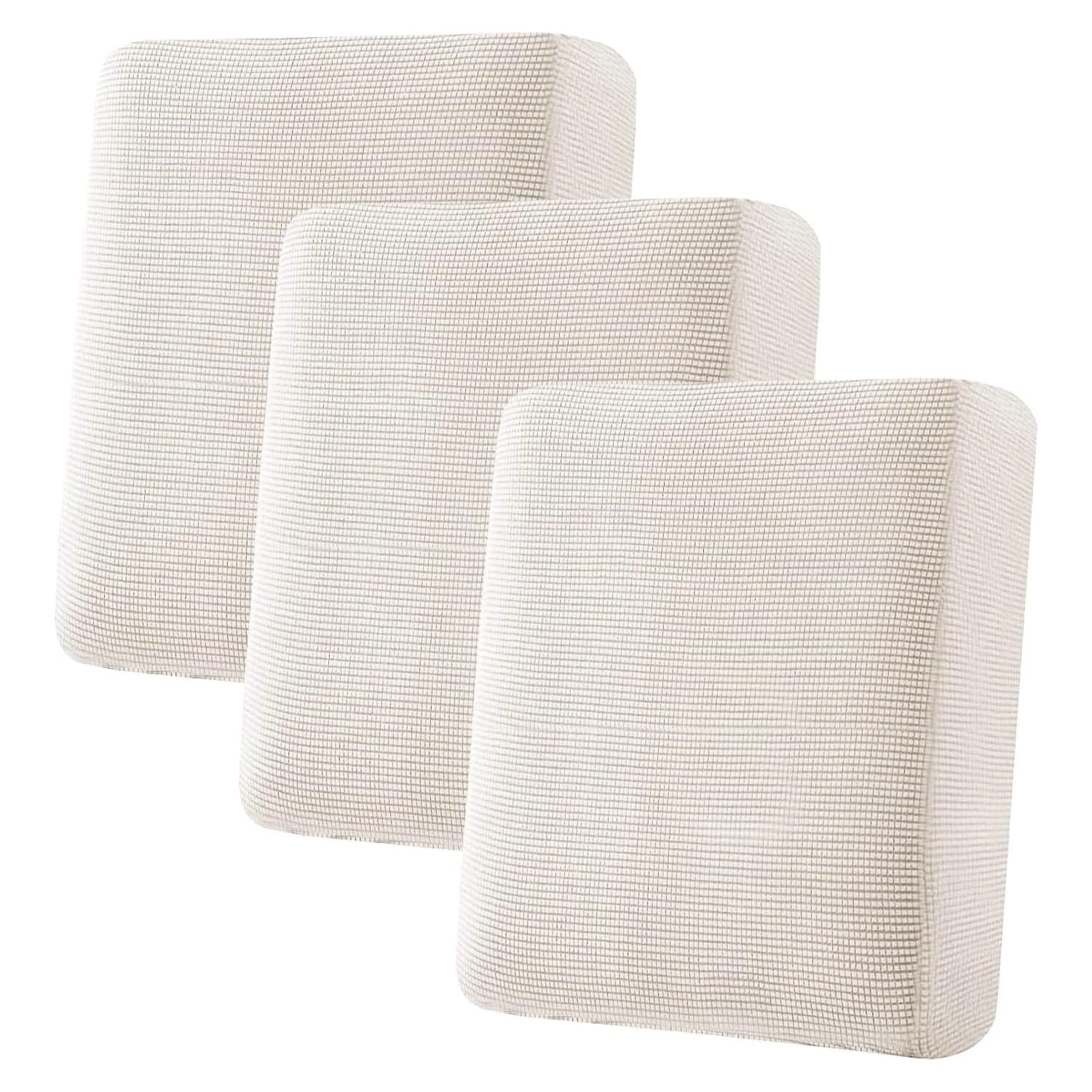 H.VERSAILTEX Super Stretch Individual Seat Cushion Covers, Thick Jacquard Textured Twill Fabric (3 Piece XL Sofa Cushion Covers, Grey)