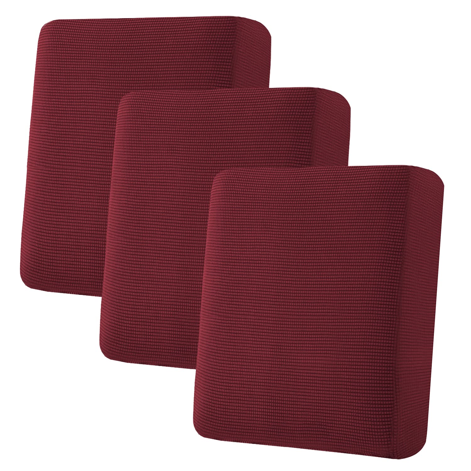 H.VERSAILTEX Super Stretch Individual Seat Cushion Covers, Thick Jacquard Textured Twill Fabric (3 Piece XL Sofa Cushion Covers, Grey)