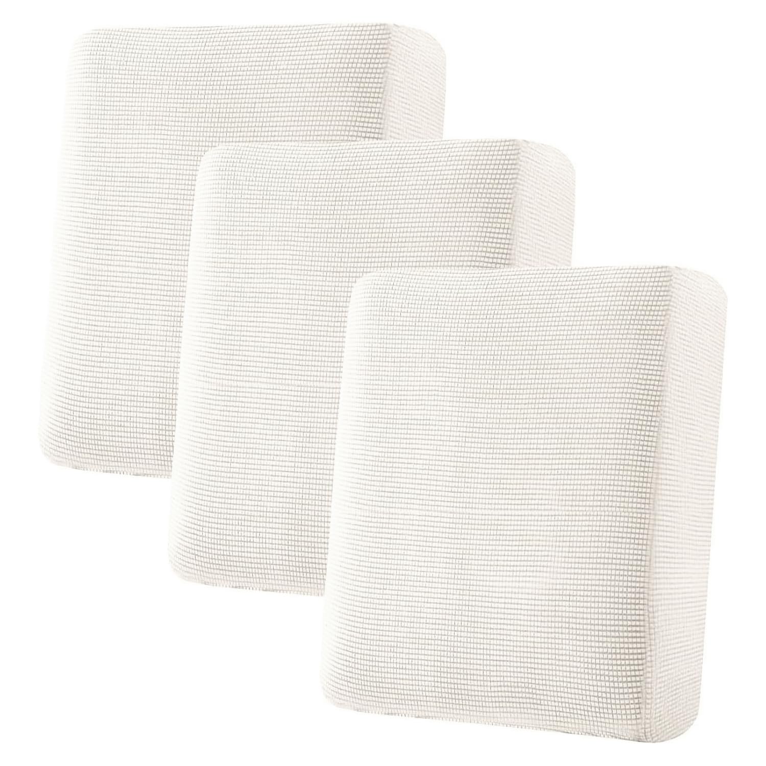 H.VERSAILTEX Super Stretch Individual Seat Cushion Covers, Thick Jacquard Textured Twill Fabric (3 Piece XL Sofa Cushion Covers, Grey)