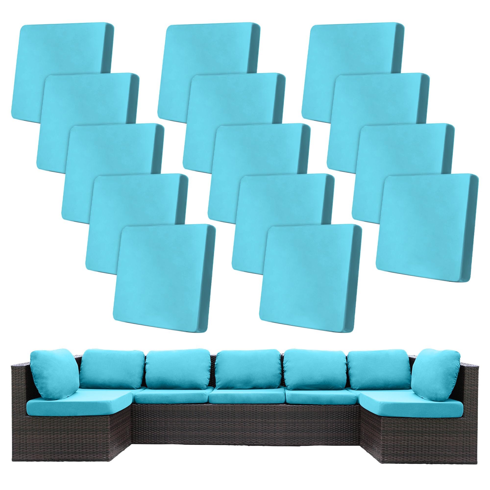 BIETYONE 8Pcs Stretch Patio Cushion Covers,Outdoor Couch Covers Replacement,Outdoor Couch & Sofa Slipcovers,for Patio Furniture Cushion Covers,Washable Reusable Furniture Protector (Vivid, Cover Only)