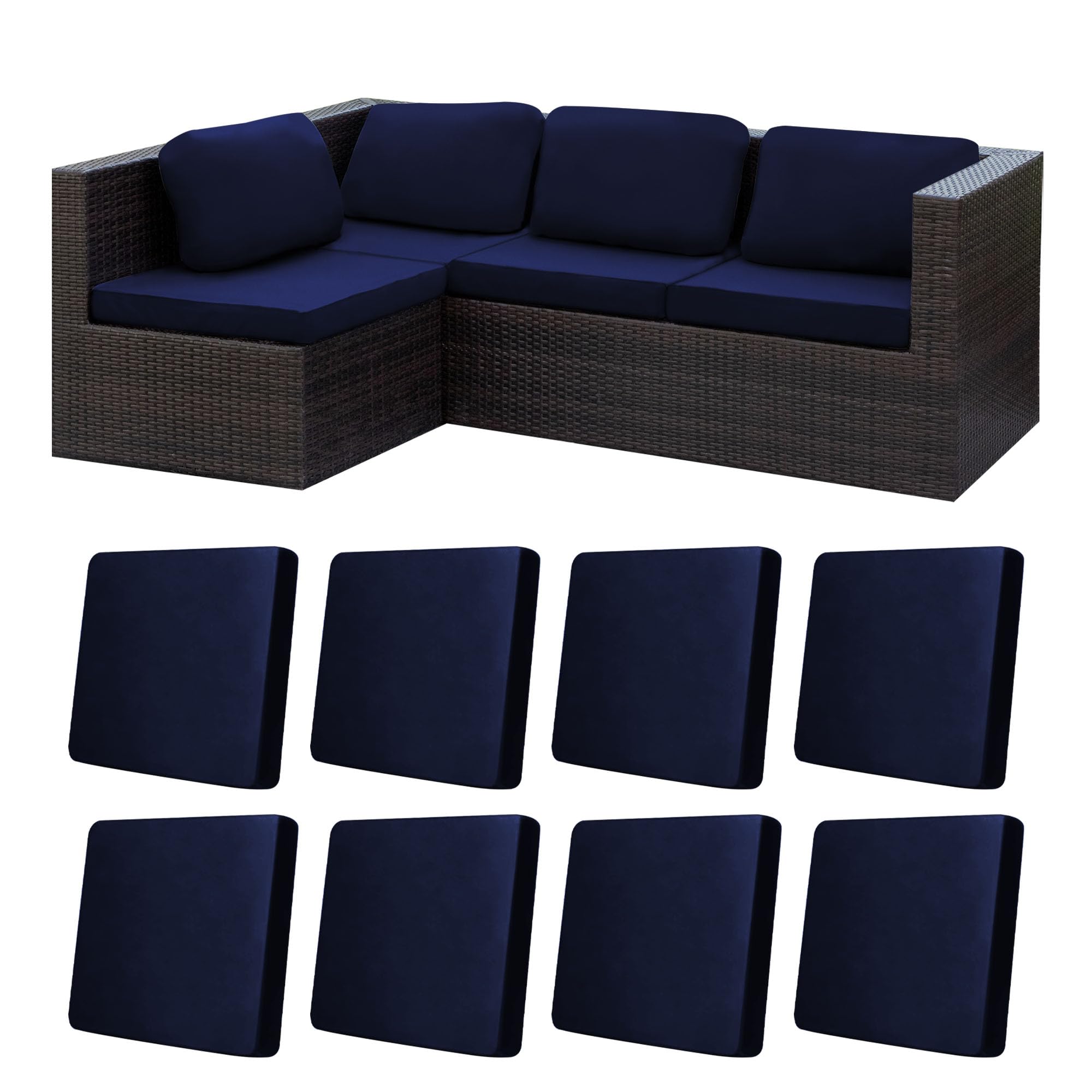 BIETYONE 8Pcs Stretch Patio Cushion Covers,Outdoor Couch Covers Replacement,Outdoor Couch & Sofa Slipcovers,for Patio Furniture Cushion Covers,Washable Reusable Furniture Protector (Vivid, Cover Only)