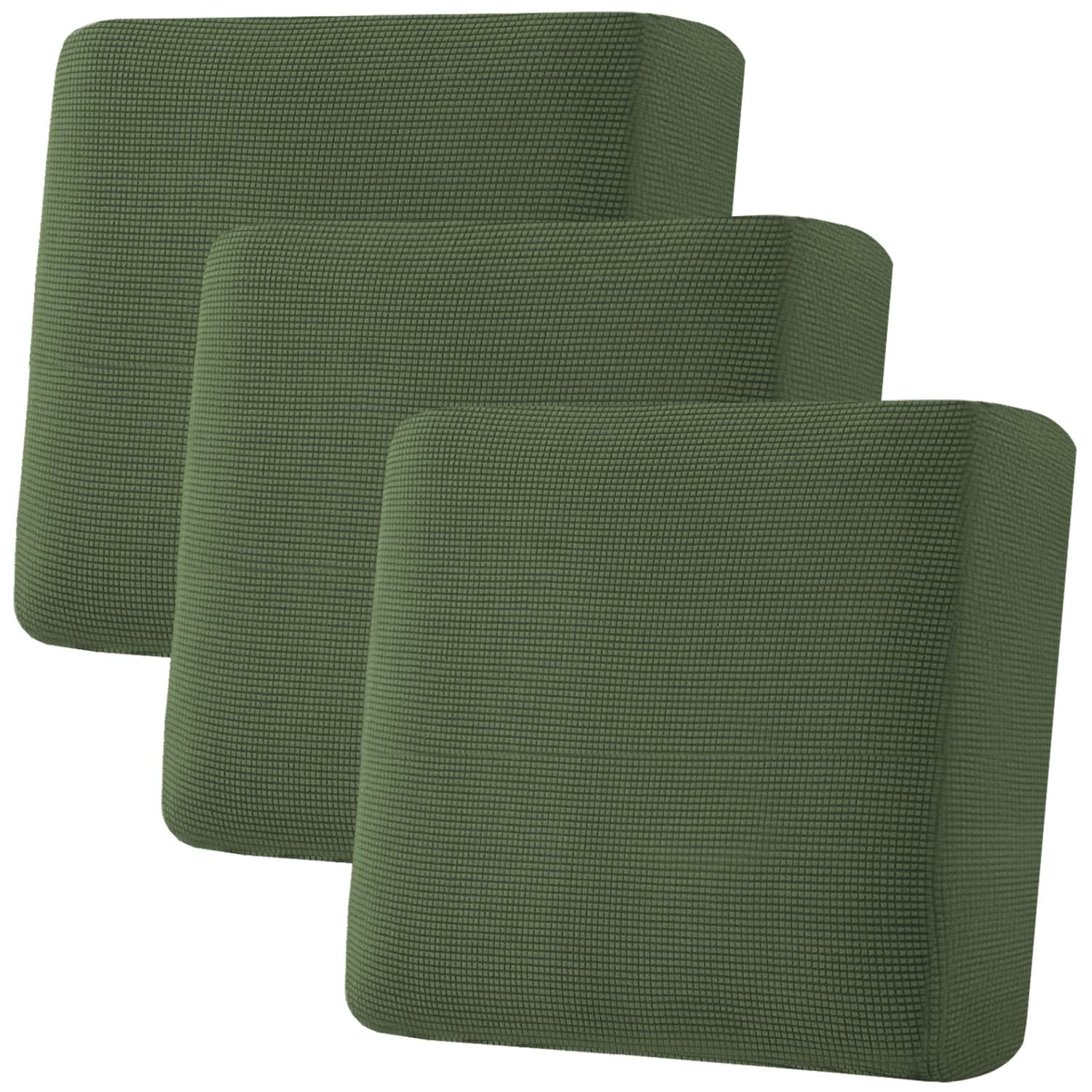 H.VERSAILTEX Super Stretch Individual Seat Cushion Covers, Thick Jacquard Textured Twill Fabric (3 Piece XL Sofa Cushion Covers, Grey)