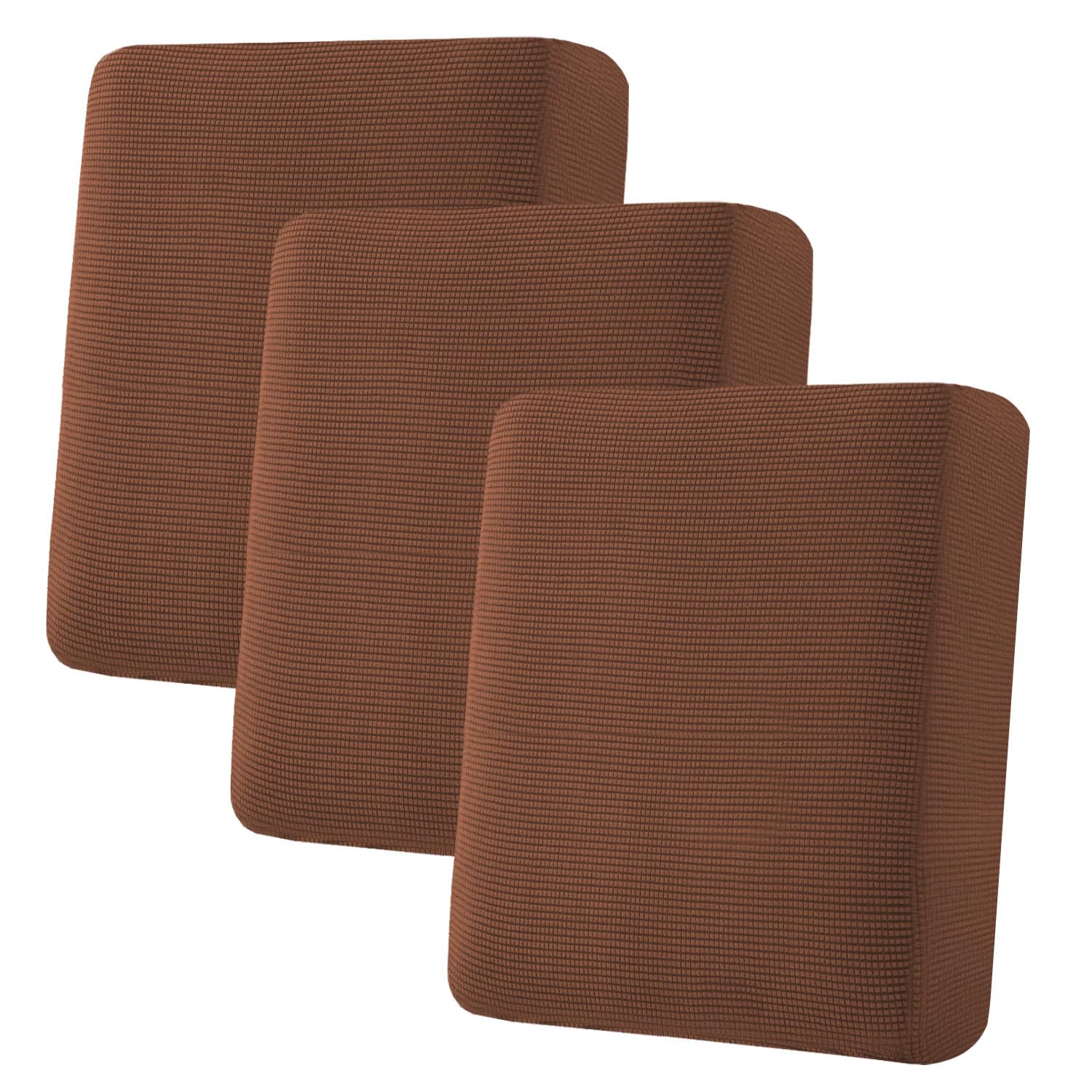 H.VERSAILTEX Super Stretch Individual Seat Cushion Covers, Thick Jacquard Textured Twill Fabric (3 Piece XL Sofa Cushion Covers, Grey)