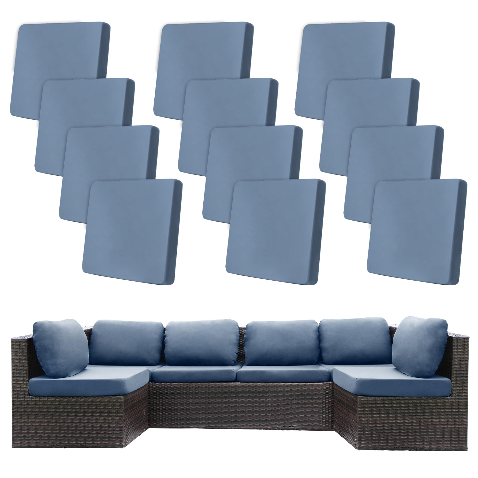BIETYONE 8Pcs Stretch Patio Cushion Covers,Outdoor Couch Covers Replacement,Outdoor Couch & Sofa Slipcovers,for Patio Furniture Cushion Covers,Washable Reusable Furniture Protector (Vivid, Cover Only)