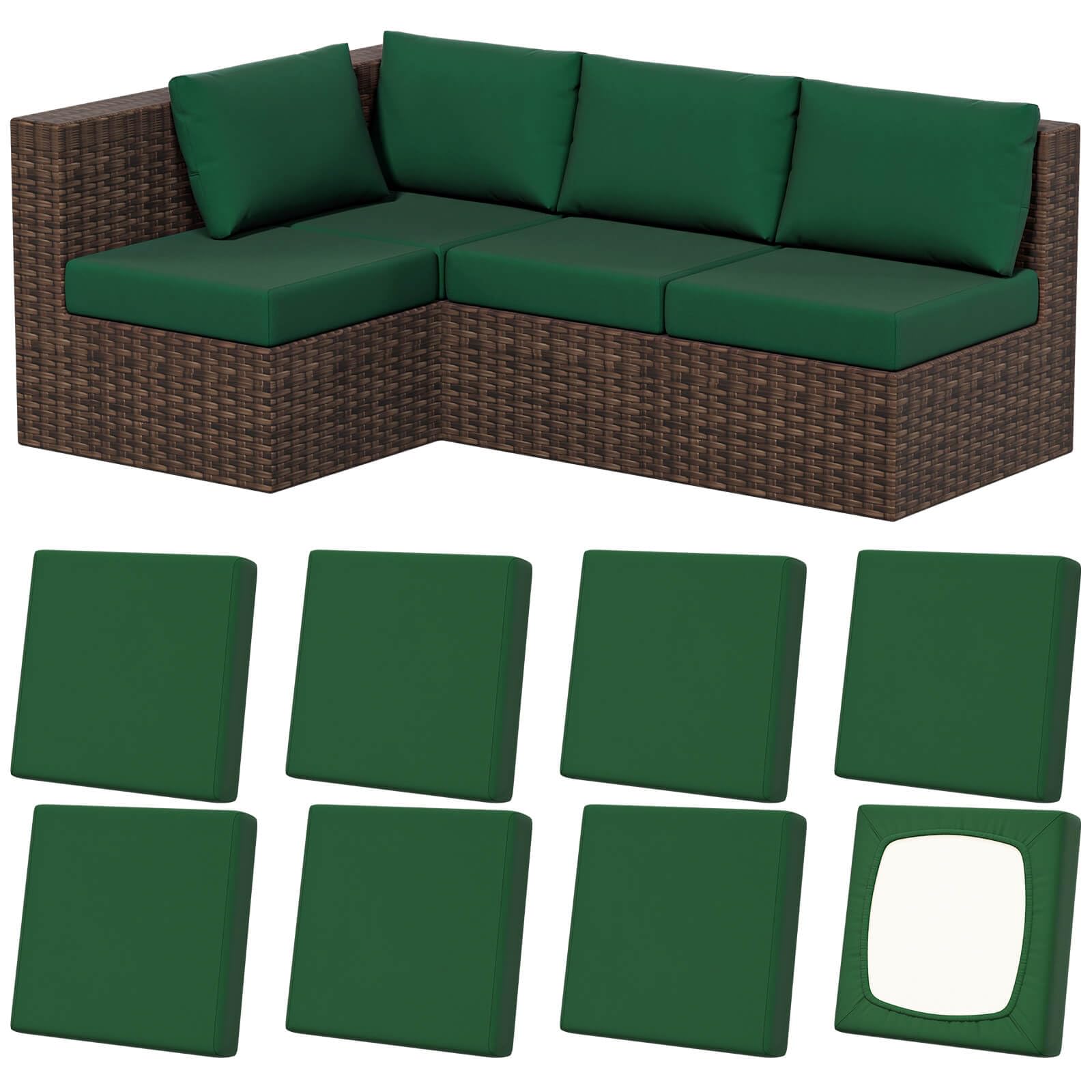 8Pcs Stretch Washable Patio Sofa Cushion Covers