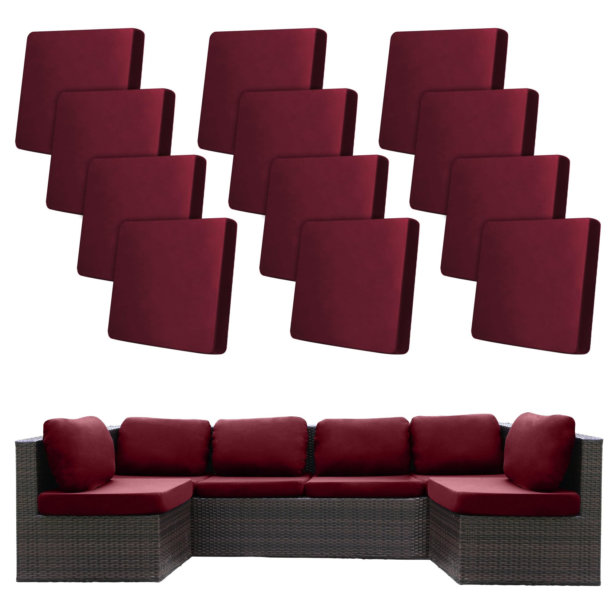 BIETYONE 8Pcs Stretch Patio Cushion Covers,Outdoor Couch Covers Replacement,Outdoor Couch & Sofa Slipcovers,for Patio Furniture Cushion Covers,Washable Reusable Furniture Protector (Vivid, Cover Only)