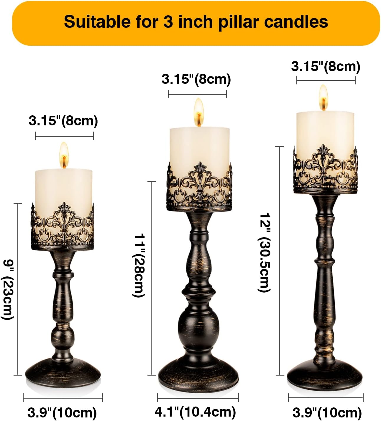 Vintage Candle Holder for Table Centerpiece Gothic Candle Stand Set