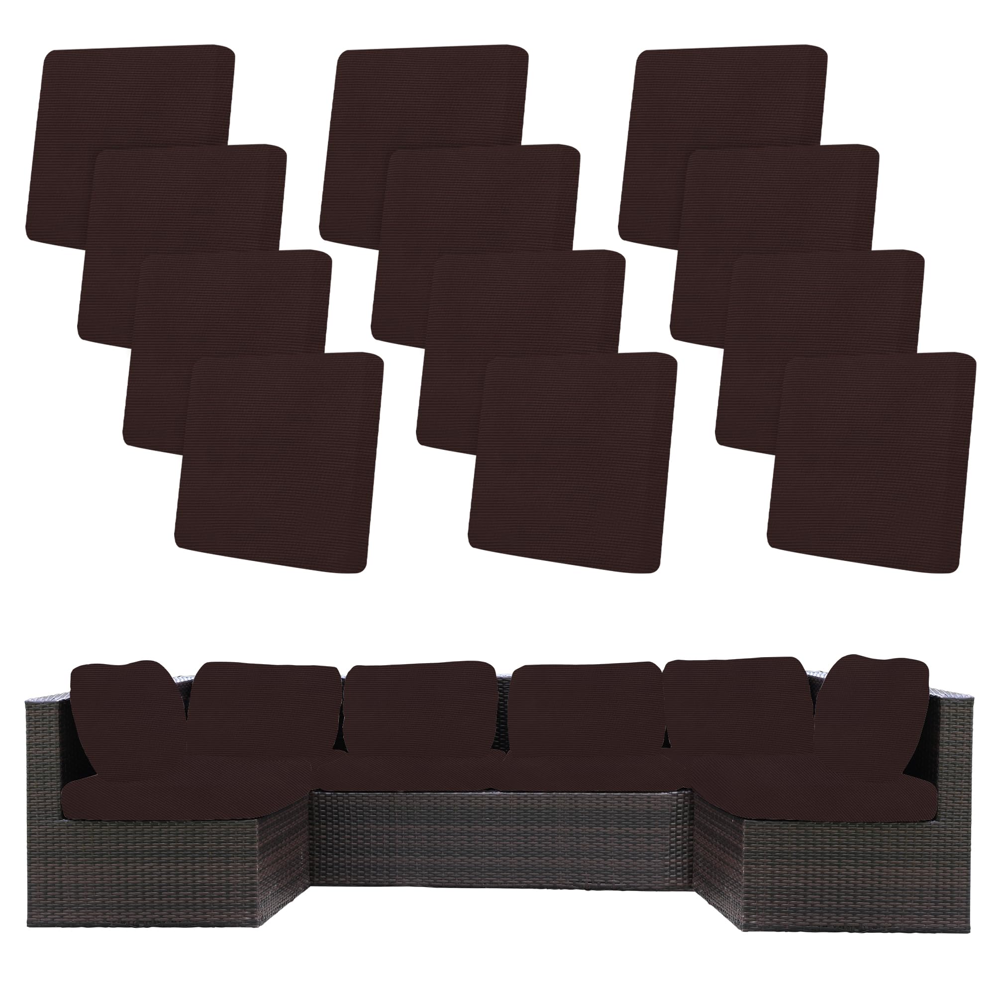 BIETYONE 8Pcs Stretch Patio Cushion Covers,Outdoor Couch Covers Replacement,Outdoor Couch & Sofa Slipcovers,for Patio Furniture Cushion Covers,Washable Reusable Furniture Protector (Vivid, Cover Only)