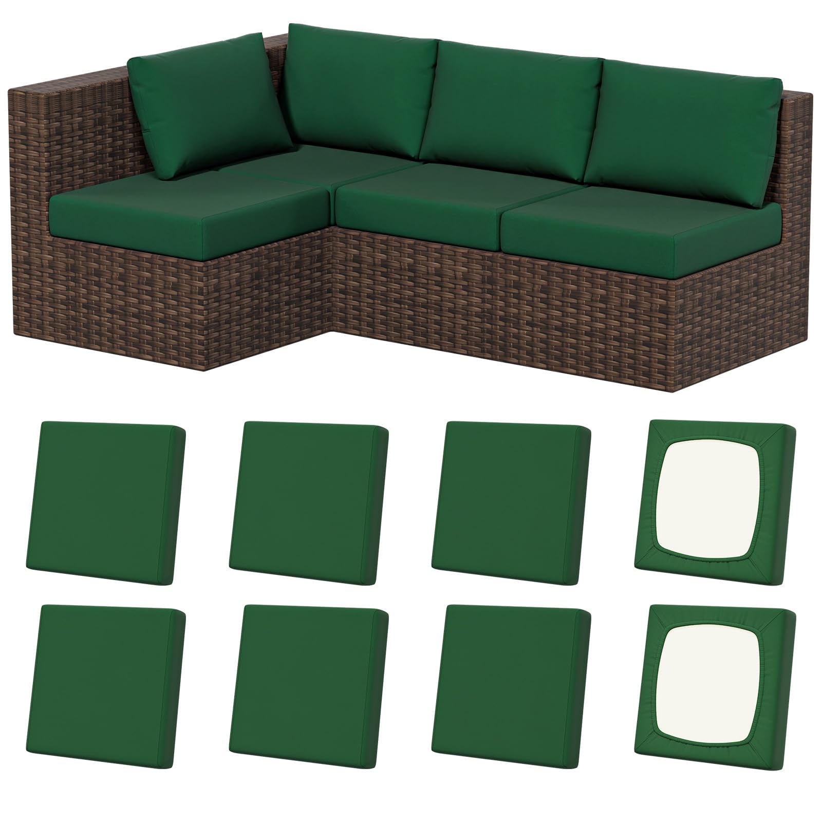 8Pcs Stretch Washable Patio Sofa Cushion Covers