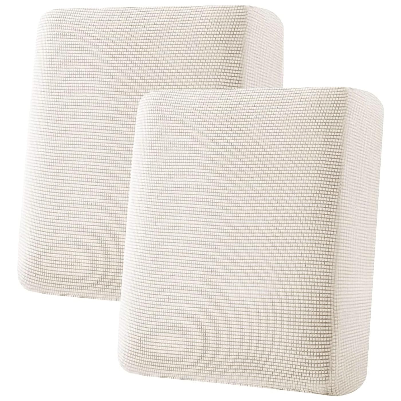 H.VERSAILTEX Super Stretch Individual Seat Cushion Covers, Thick Jacquard Textured Twill Fabric (3 Piece XL Sofa Cushion Covers, Grey)