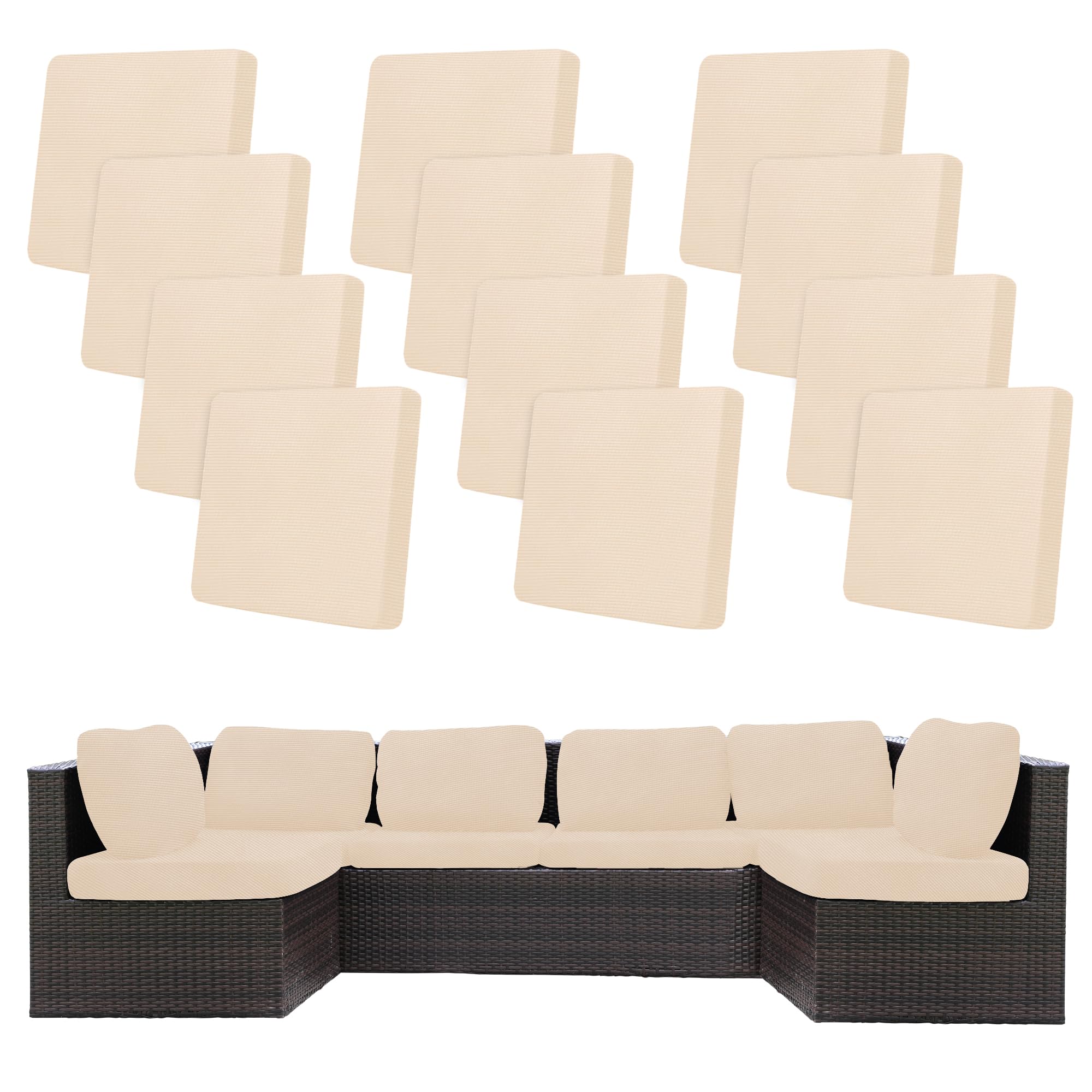 BIETYONE 8Pcs Stretch Patio Cushion Covers,Outdoor Couch Covers Replacement,Outdoor Couch & Sofa Slipcovers,for Patio Furniture Cushion Covers,Washable Reusable Furniture Protector (Vivid, Cover Only)