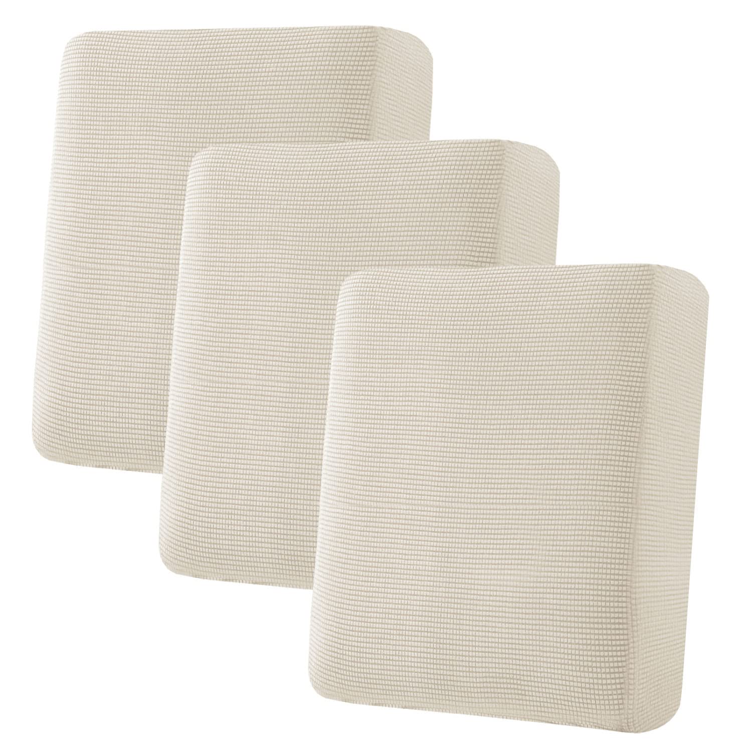 H.VERSAILTEX Super Stretch Individual Seat Cushion Covers, Thick Jacquard Textured Twill Fabric (3 Piece XL Sofa Cushion Covers, Grey)