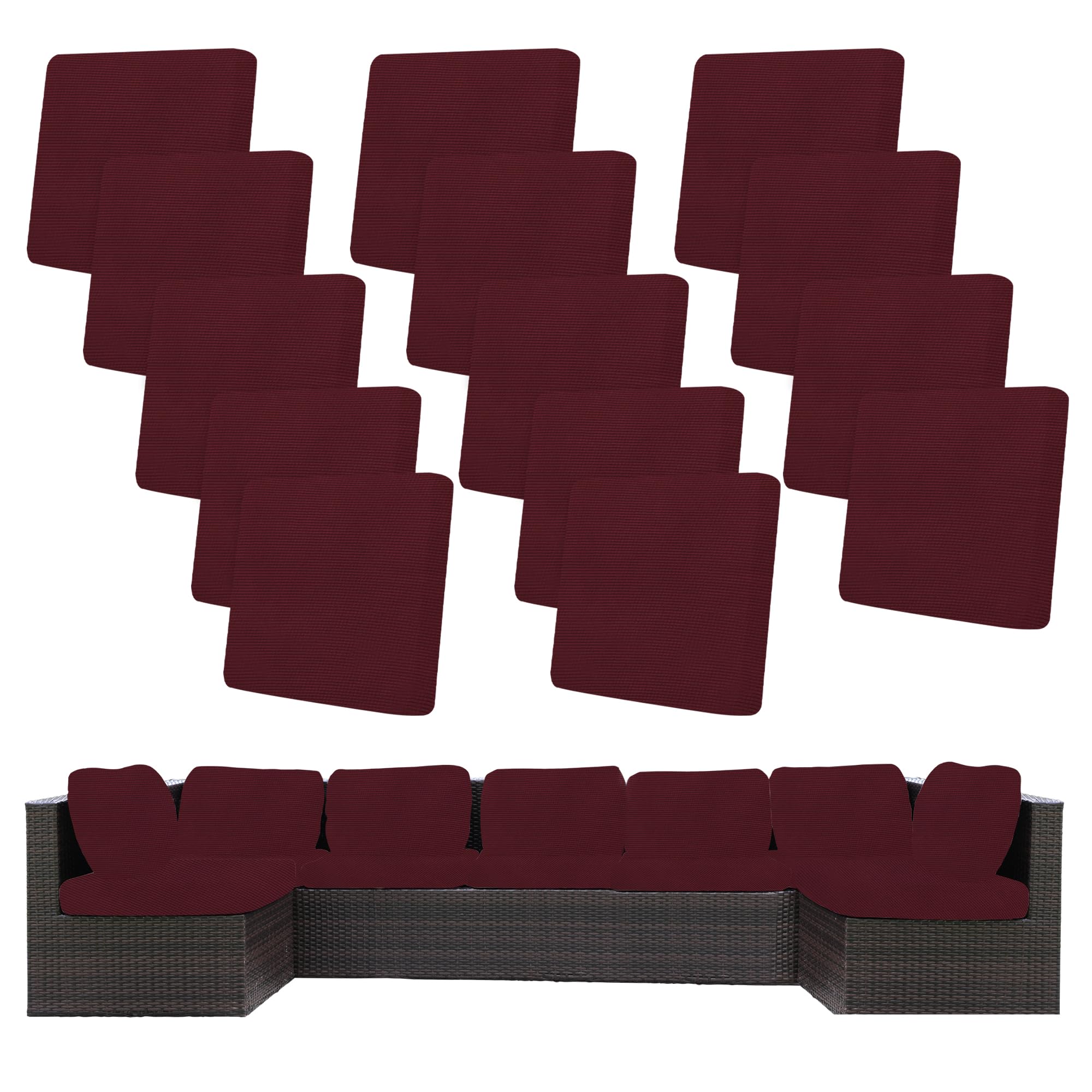 BIETYONE 8Pcs Stretch Patio Cushion Covers,Outdoor Couch Covers Replacement,Outdoor Couch & Sofa Slipcovers,for Patio Furniture Cushion Covers,Washable Reusable Furniture Protector (Vivid, Cover Only)