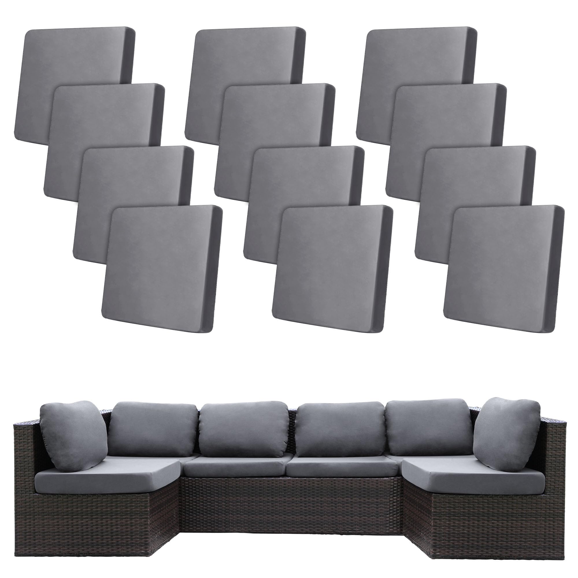 BIETYONE 8Pcs Stretch Patio Cushion Covers,Outdoor Couch Covers Replacement,Outdoor Couch & Sofa Slipcovers,for Patio Furniture Cushion Covers,Washable Reusable Furniture Protector (Vivid, Cover Only)