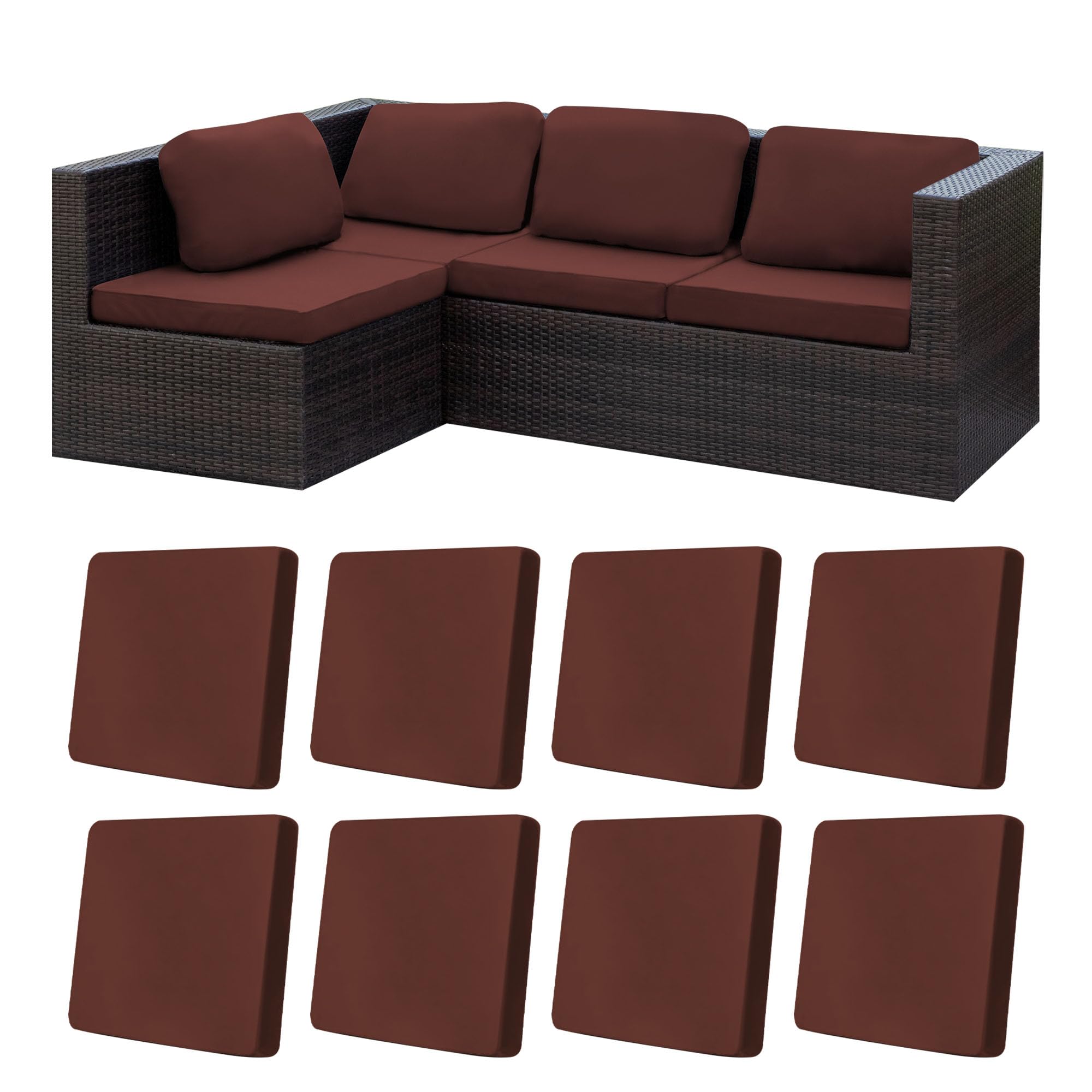 BIETYONE 8Pcs Stretch Patio Cushion Covers,Outdoor Couch Covers Replacement,Outdoor Couch & Sofa Slipcovers,for Patio Furniture Cushion Covers,Washable Reusable Furniture Protector (Vivid, Cover Only)